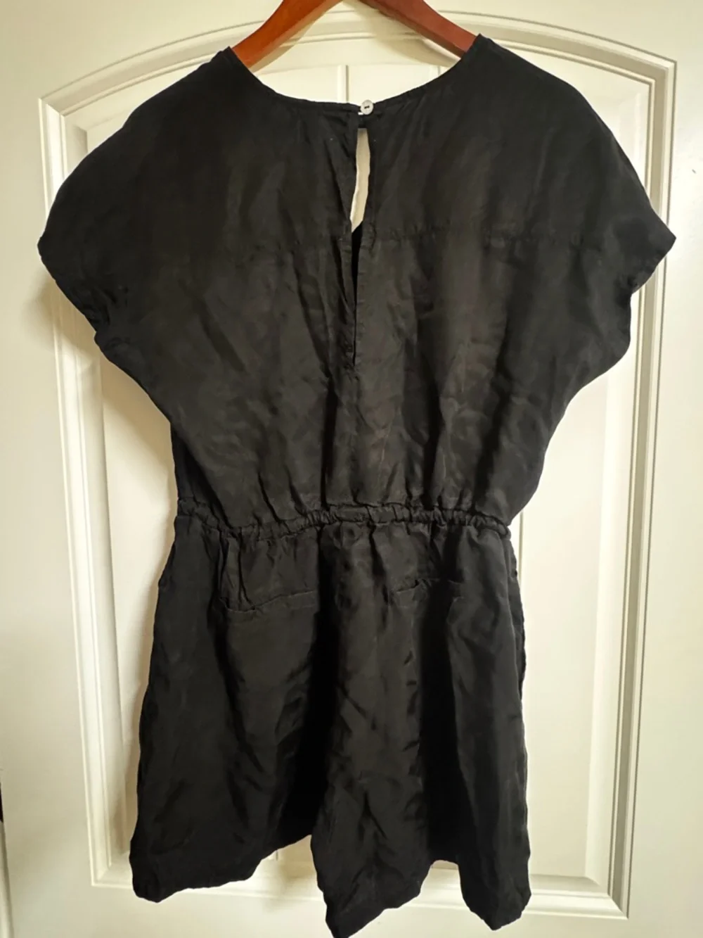 Black V-Neck Drawstring Romper - Picture 2 of 3